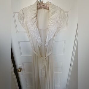 VintageDior Cream Robe with Lace Detail